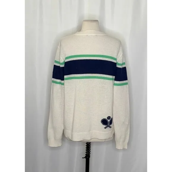 ALASHAN Cashmere Pickleball Sweater Pullover Sporty Text Script Preppy X - Image 6