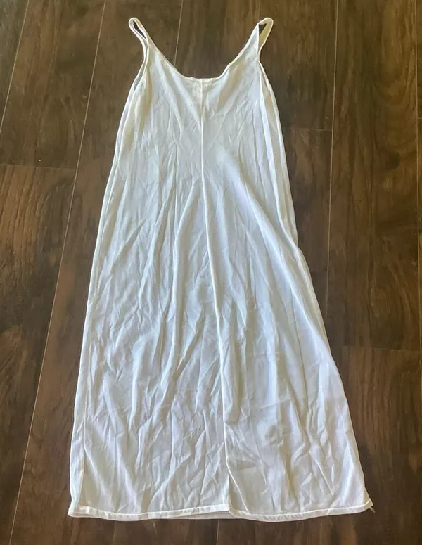 Sheer Vintage Slip Dress White Size M - Image 5