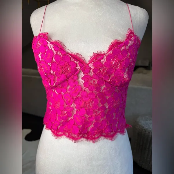 h:ours Pink Lace Tank Top - Image 3