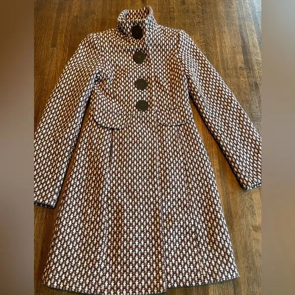 Urban Behavior Wool Peacoat Cream Brown Purple Classic Preppy size xs - Image 7