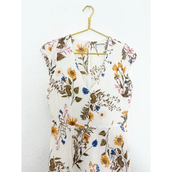 Reformation Deven Floral Print Ruffle Sleeve Mini Dress Feminine Coquette Chic - Image 5
