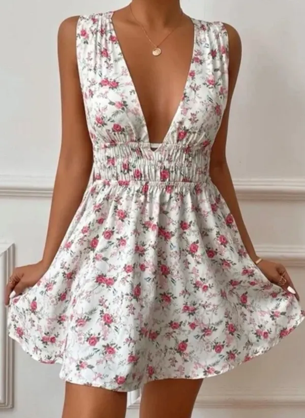 White floral dress Size M - Image 4