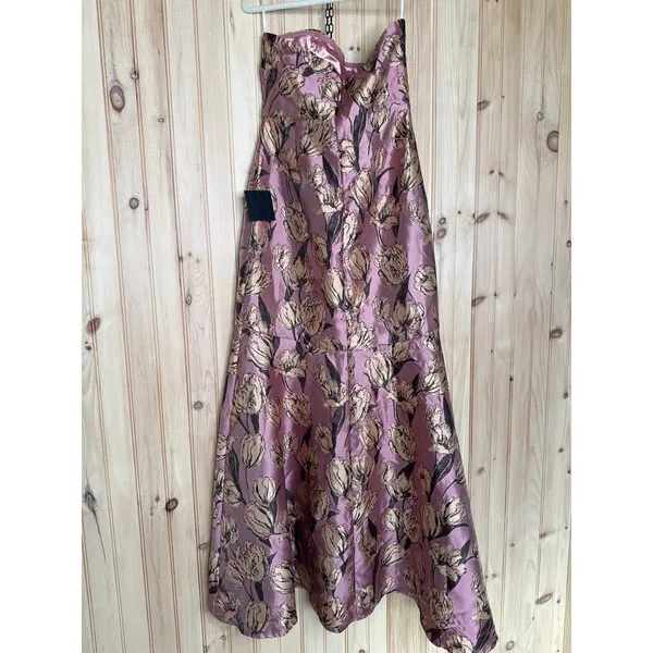 NWT Lulus Gowning Around Mauve Floral Jacquard Strapless Maxi Dress Party Gala L - Image 7
