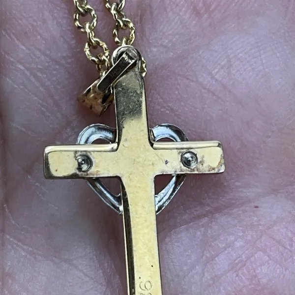 Sterling Silver 925 With Gold Wash Small‎ Cross Pendant Necklace - Image 5