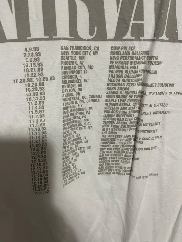 Nirvana Vintage concert Tee White Size M - Image 4
