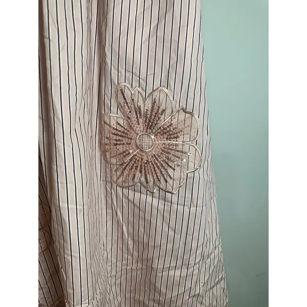 NVLT Applique‎ Poplin Midi Skirt Pink Multi-Rose Stripe Floral Sequin NVLTWS6124 - Image 4