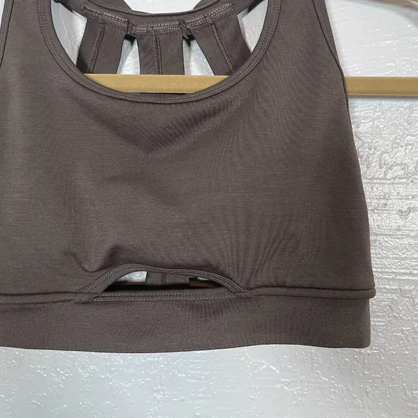 Alphalete Women XS Mocha Brown Trinity Sports Bra Compression Padded Athletic - Image 2
