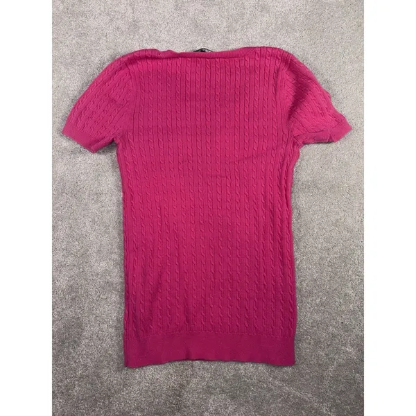 womens lauren ralph lauren short sleeve cable knit sweater Xs Shoulder Fade Spot - Image 9