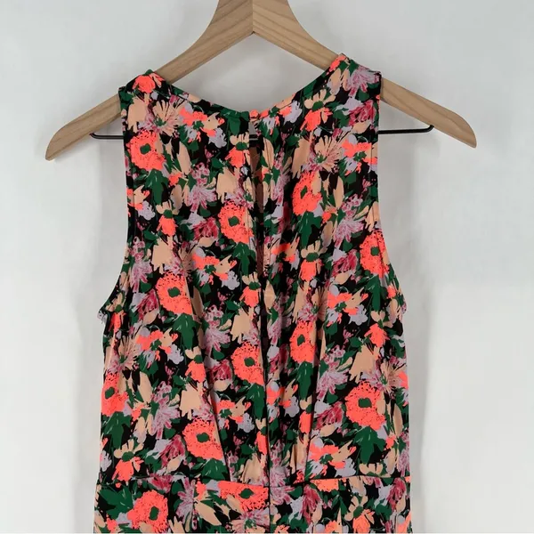 J. Crew Mercantile Neon Floral Print Ruched Waist Sleeveless Flounce Dress‎ - Image 11