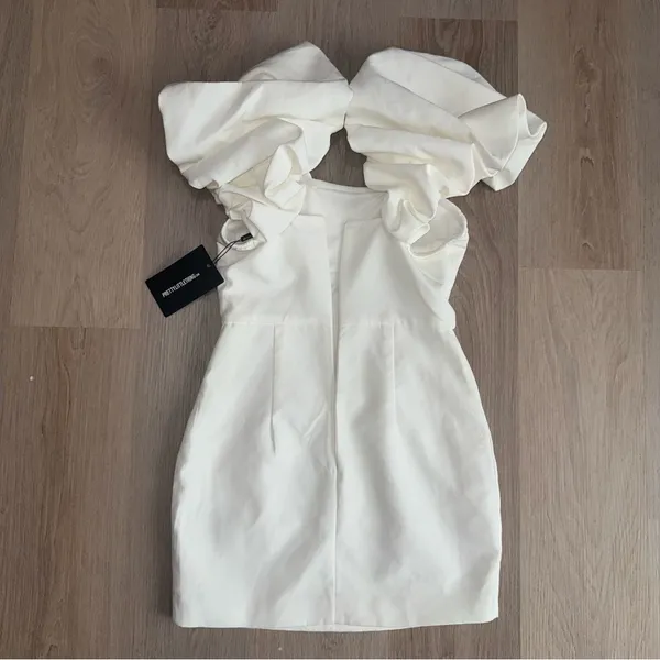 PrettyLittleThing White Corset Bodycon Bridal Dress - Size 6 - Image 2