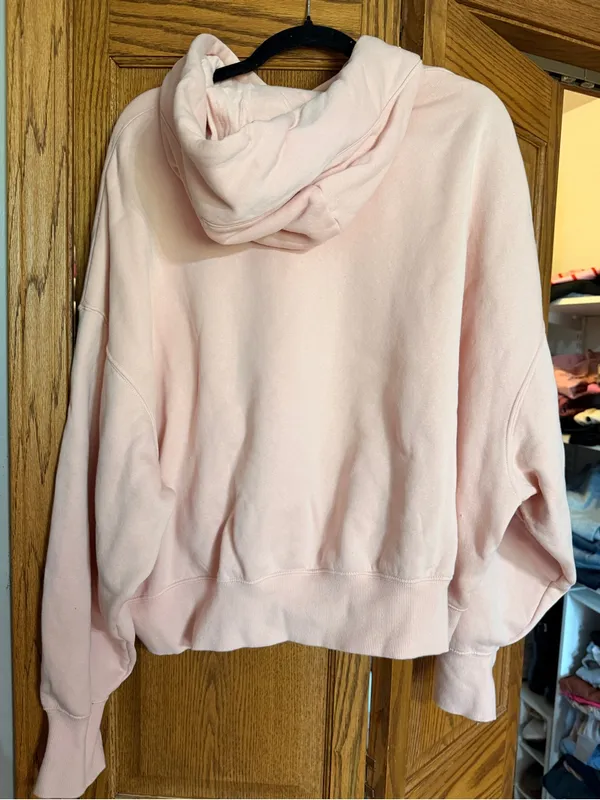 Nike Women's Light Pink Cropped Hoodie with White Swoosh - Image 2
