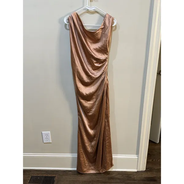 Elliatt‎ copper Retreat one shoulder satin gown Size Large Cocktail Bodycon - Image 6