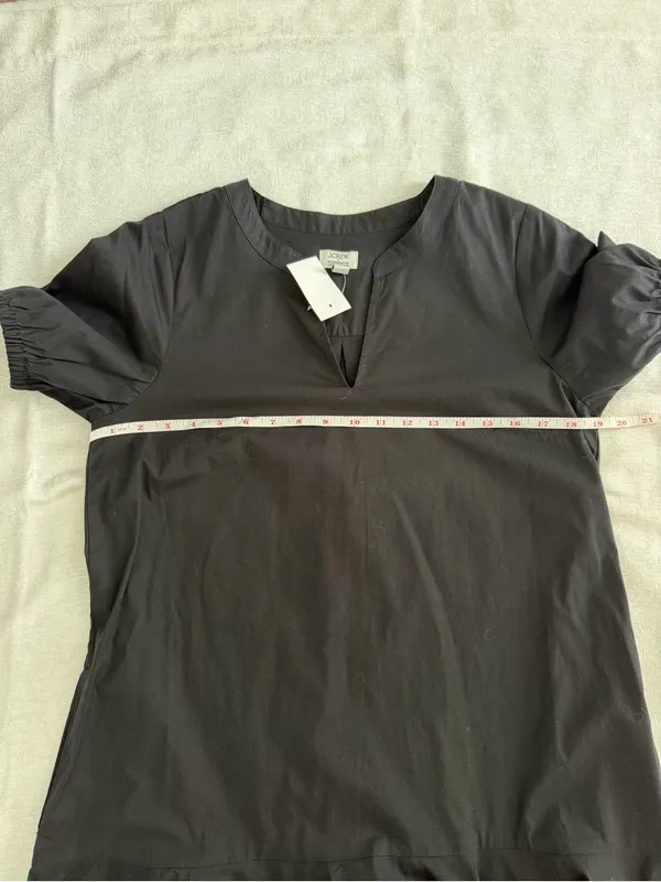 NWT J.Crew Black Cotton Drop Waist Mini Dress 6 - Image 9