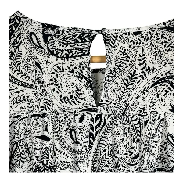 LOFT Womens Black White Paisley 3/4 Sleeve‎ Shift Dress Size Medium Classic - Image 6