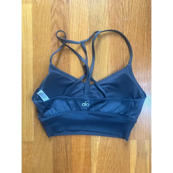 Alo Yoga Lavish Bra Dark Gray Strappy Racerback Sports Bra XS‎ W9133R - Image 2