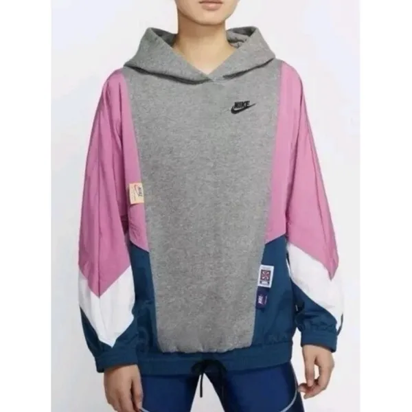 VTG 90s Nike Icon Clash Retro Color Block Pullover Hoodie Woman's XS Oversized - Image 2