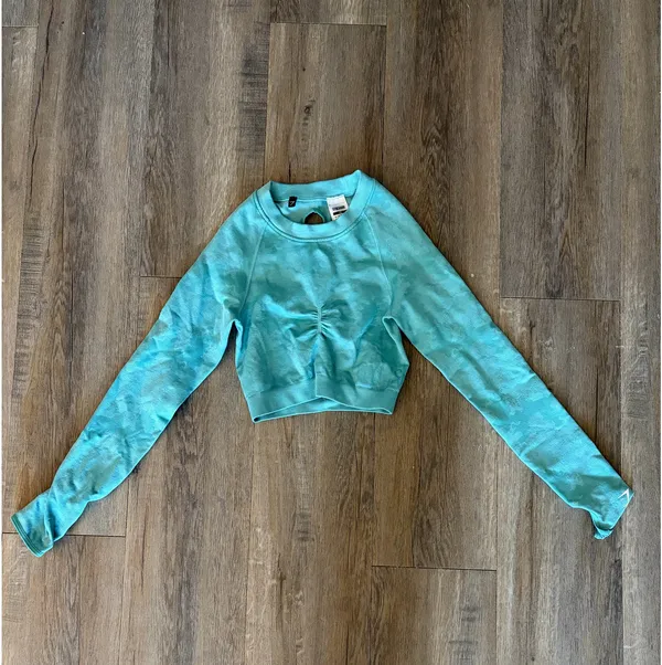 Gymshark Camo Seamless Long Sleeve Top - Turquoise - Image 2