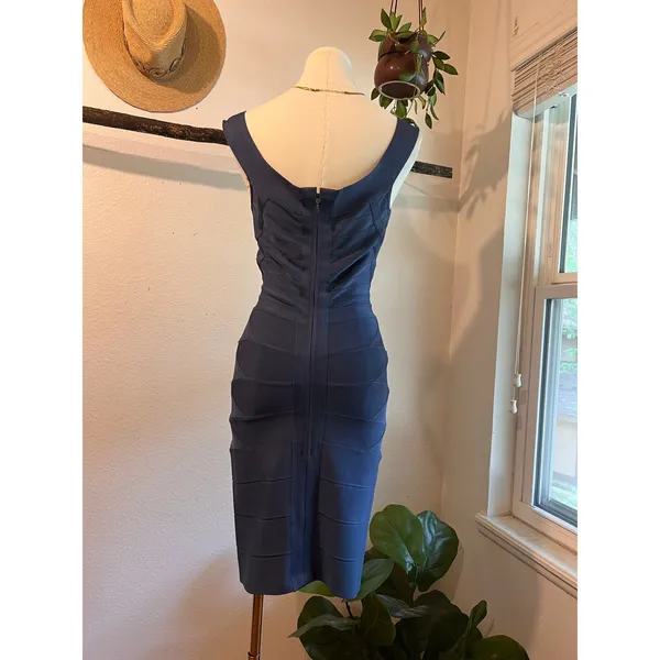 Herve Leger Quinn Washed Blue Bandage Off Shoulder Mini Dress Size Small - Image 5