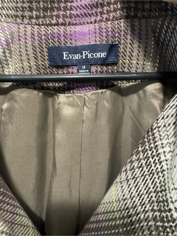 Evan Picone Plaid Jacket in Purple and Gray - Image 6