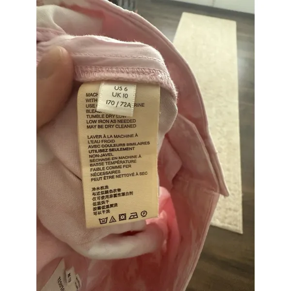 Anthropologie Maeve Pink Tie Dye Straight Leg Pants Women's Trouser 6 Small - Image 6