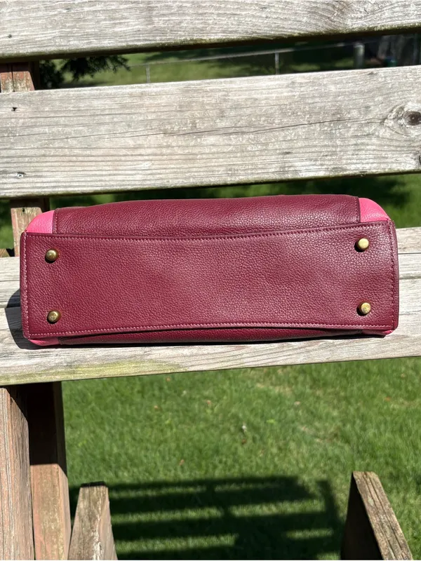 Coach 1016 Dalton 31 Wine Multi Colorblock Pebble Leather Shoulder Bag - Image 13