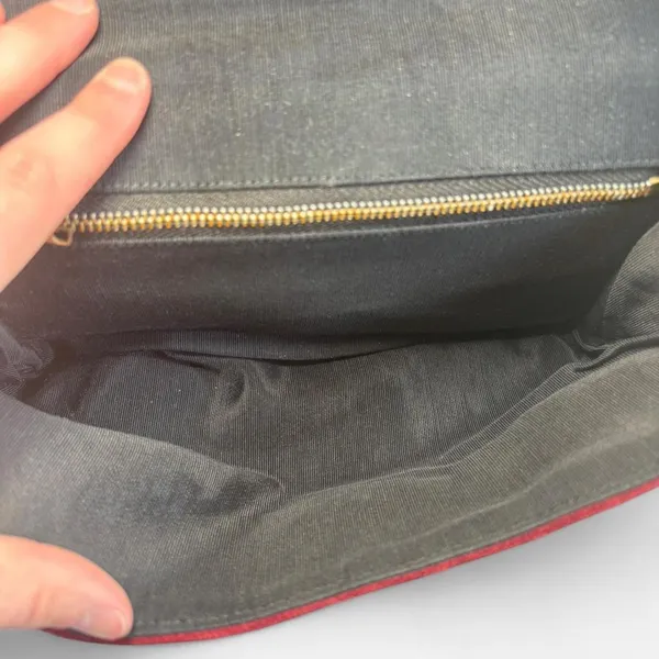 Red and Black Suede Clutch Bag for Women - Classic Minimalist - Image 5