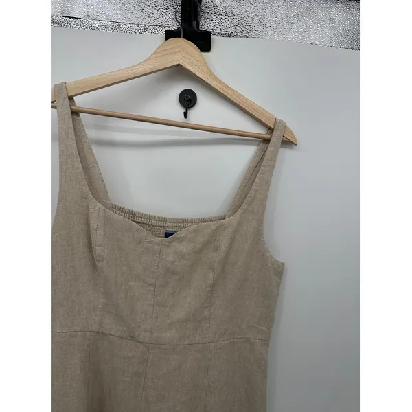 Old Navy Cream Flax Linen Midi Dress Women‎ Sz L Lagenlook Coastal Cottagecore - Image 5