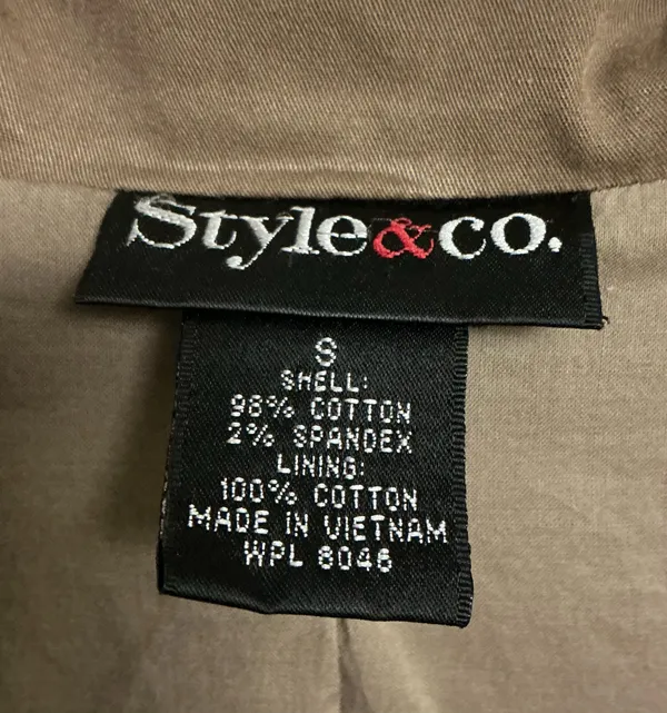 Style & Co. Brown Cotton Blend Twill Blazer Jacket Size S - Image 3