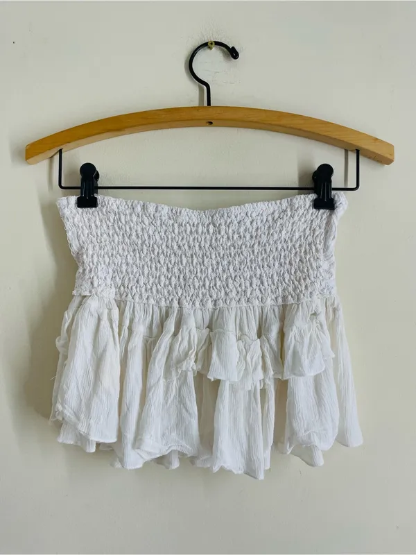 Free People Adella Corset Cami Tube Top White Lace Ruffle Boho Festival size M - Image 4