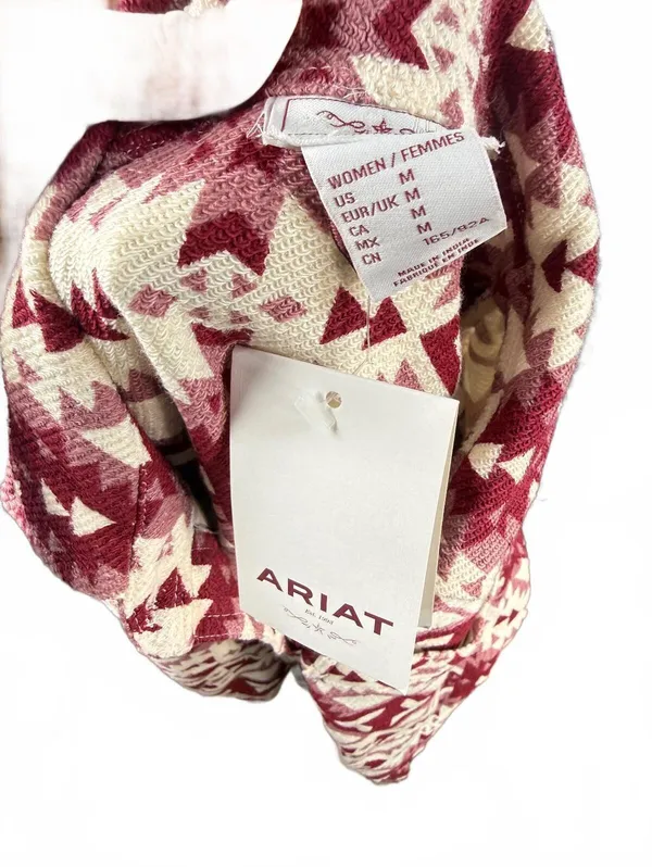 NWTs Ariat Fillmore Shirt Jacket in Burgundy and Cream Aztec Pattern, Size M - Image 6
