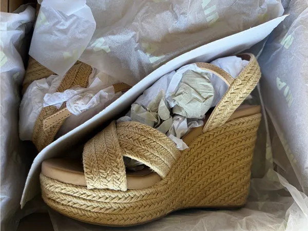MIA Alouette Woven Wedges natural jute sandals size 7.5 NEW - Image 5