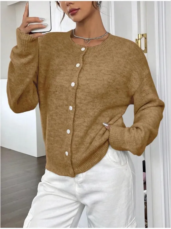 NEW Knit Long Sleeve Button Down Lightweight Alpaca Cardigan S - Image 5