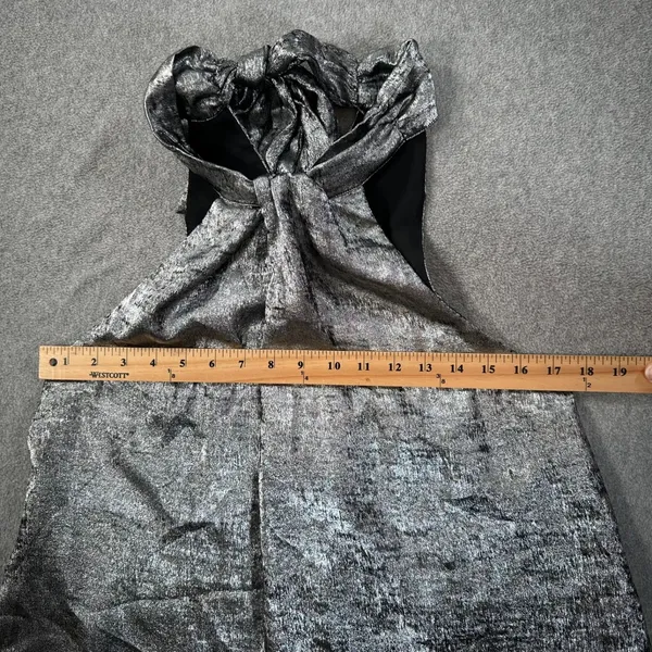 Do + Be Metallic Silver Halter Neck Bow Blouse Size Small Party Sleeveless - Image 4