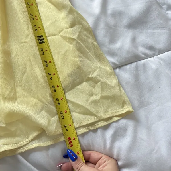 Lucy in the Sky Wrap Mini Dress Womens Large Butter Yellow Flowy Feminine Dainty - Image 4