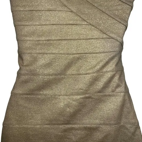 EXPRESS Shimmery Gold One Shoulder Bandage Mini Dress NWT $89 Size‎ XS - Image 8