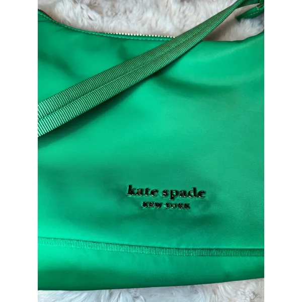Kate Spade New York Green Nylon Shoulder Bag Small Top Zip Handbag - Image 9