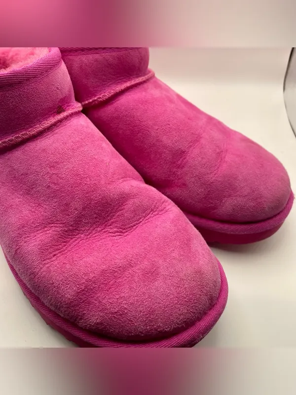 UGG Classic ultra mini Hot Pink water resistant suede shearling lined boots 9 - Image 6