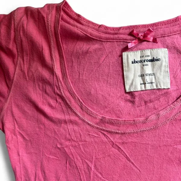 Vintage Y2K Abercrombie‎ Pink Classic Stretch Fitted Baby Tee - Image 2