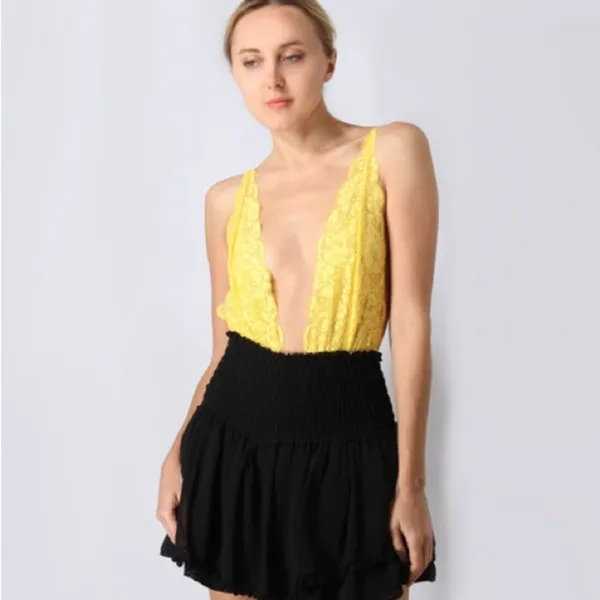 Comin' in‎ HAHT Bodysuit in Lemon free people HAH medium - Image 5