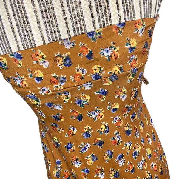 ASOS Tan Floral Front Slit Strapless Summer Dress Convertible Skirt Women Sz 4 - Image 7