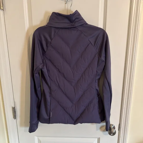 Athleta Inlet Jacket Purple Down Hybrid Zip Coat Size Small Missing Hood - Image 3