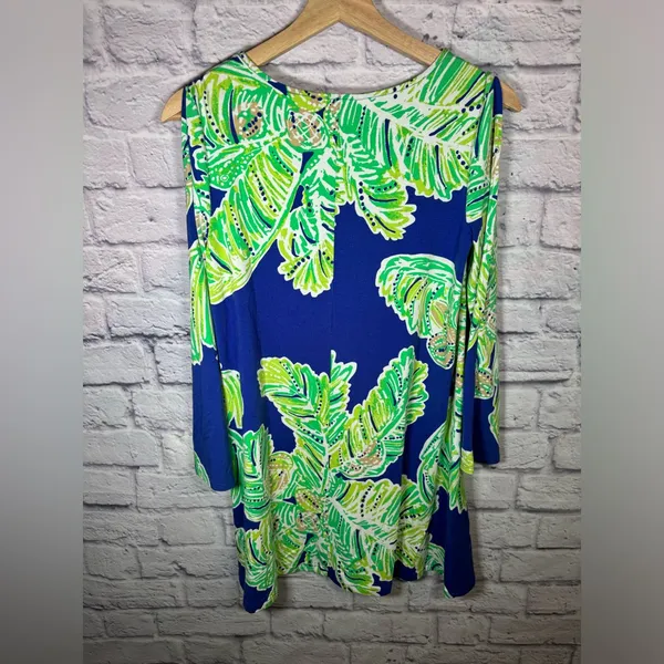 Lilly Pulitzer Ophelia Dress‎ Size XS Iris Blue Cold Shoulder Sleeve midi - Image 6