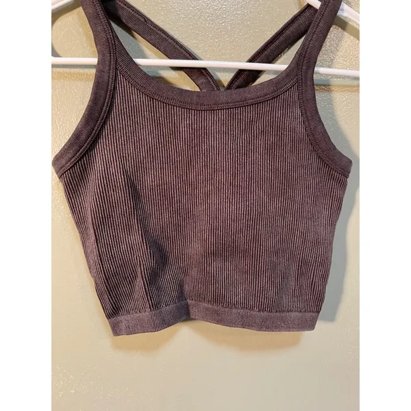 Harmony Balance Women's Size XS Y-Back Tank Top Ribbed Mocha Mineral Wash Brown - Image 3