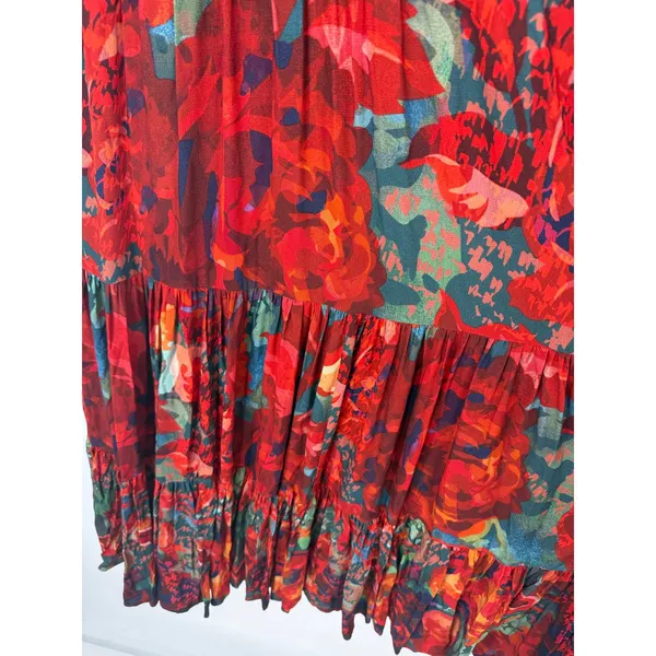 Soft Surroundings Printemps Maxi Dress Multicolor Floral Tiered Boho V-Neck M - Image 7