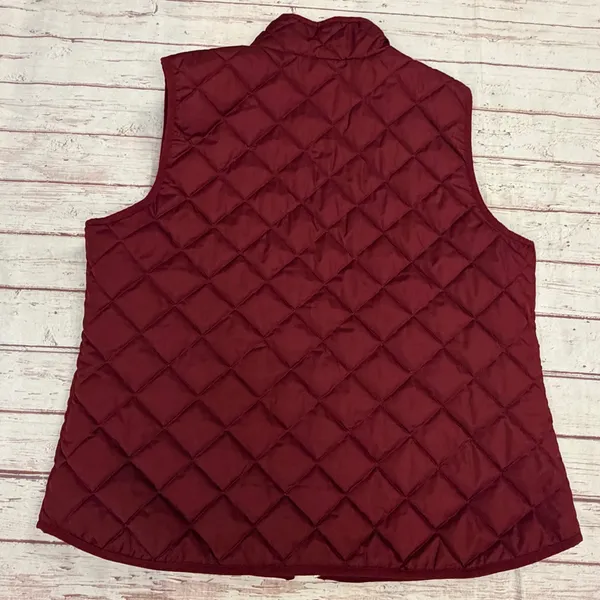 Old Navy Women’s Maroon Burgundy Quilted Puffer Vest Full Zip Mock Neck Sz XL - Image 5