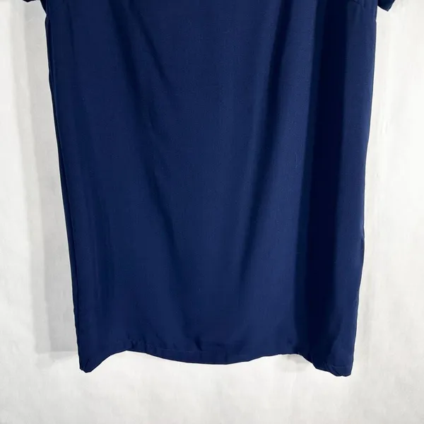 Lulus Small Dress‎ Navy Blue Shift Mini Short Sleeve Satin Back Zip 43232 809 - Image 4