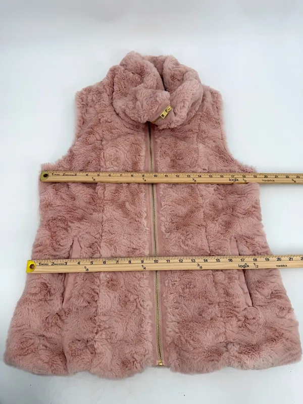 Marc New York Vest Women’s M Pink Faux Fur Zip Andrew Marc Plush Layering READ - Image 10