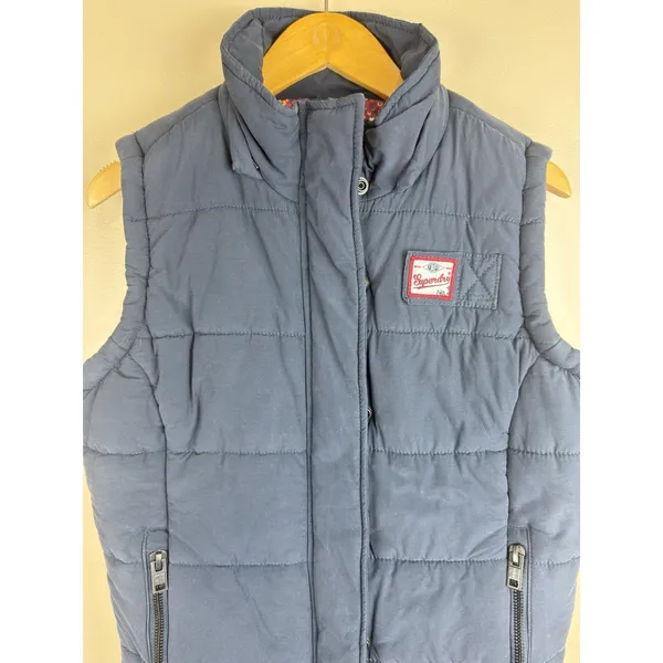 Superdry Blue Padded Gilet Women’s Size S Full Zip Casual Outdoor Vest - Image 2
