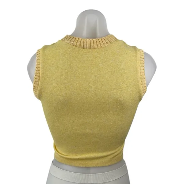 Zara Women's Yellow Cable Knit Sleeveless Crew Neck Sweater Crop Vest Top Size S - Image 2