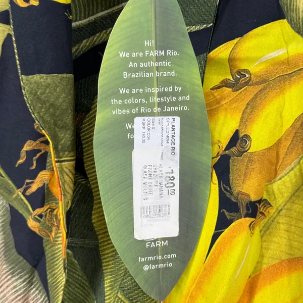 FARM Rio Black Banana Craze Front Tie High Low Skirt‎ Womens Size S Tropical - Image 5